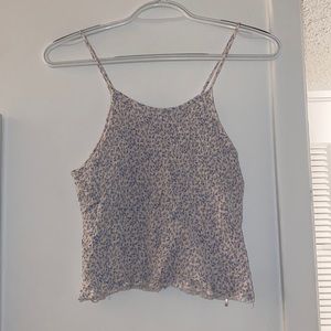 White Tank w Blue Flowers - S